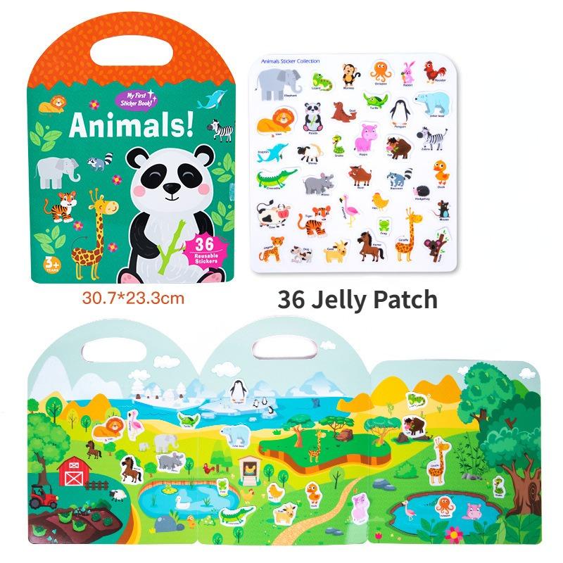 Reusable Stickers, Reusable Static Sticker Books, Sticker Book, Reusable Girls, Gift for Boys or Girls, Children's Educational Toy, Dinosaurs