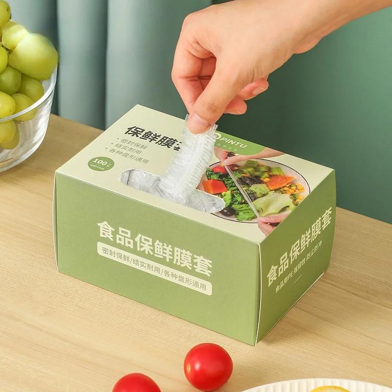 Disposable Food Cover Plastic Wrap Durable Elastic Fruit Food Lids for Bowls Elastic Plate Covers For Kitchen Food Saver Bag