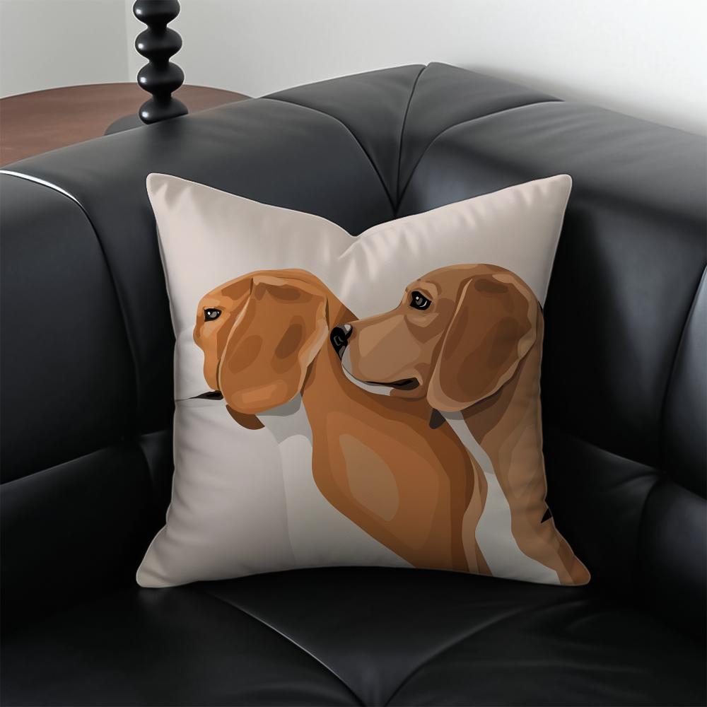 Cute Beagle Dodong Pet Cushion Cover Pillow Case Antidustmite Invisible zipper silky plush cushion