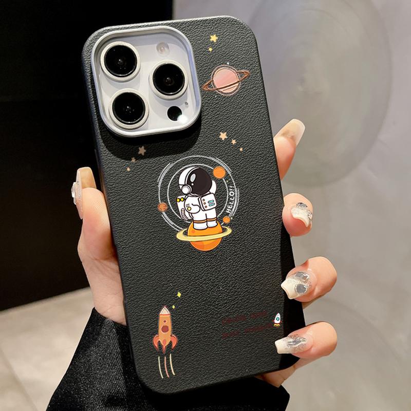 

Magnetic Leather Texture Silicone Phone Case For iPhone 16e 15 14 Pro Max 13 12 Pro 11 16 15 14 Plus Rocket Astronaut Shockproof Soft Cover iPhone 16 чорний