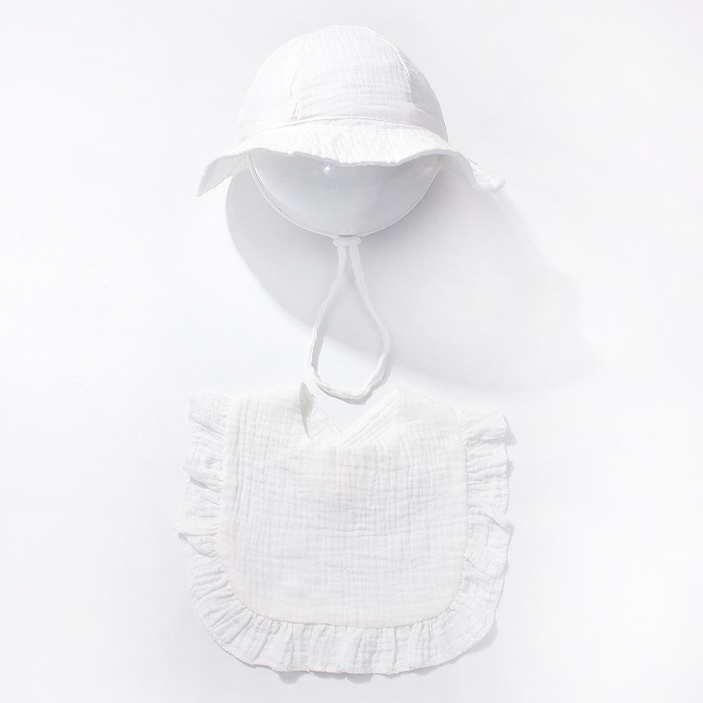 

Pure Cotton Baby Fisherman Hat & Bib Set - Solid Color, Comfortable 2-Piece Infant Combo