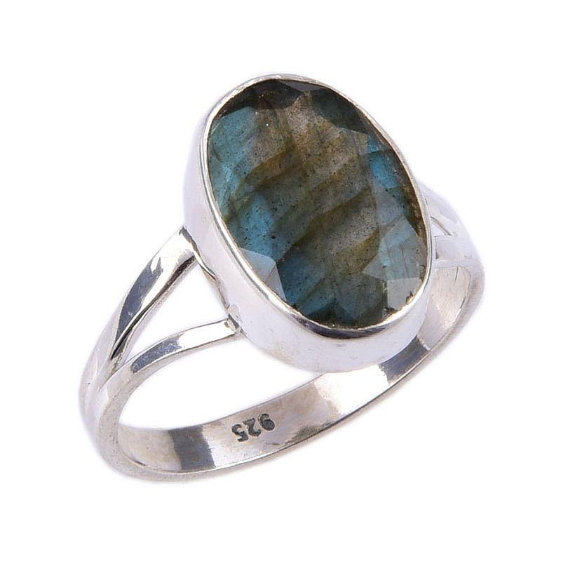 Natural Labradorite Gemstone Handmade 925 Solid Sterling Silver Ring Size 7 A0t06