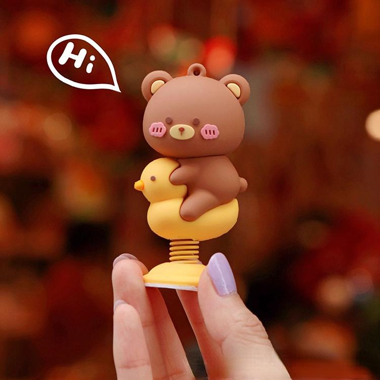 Car Panel Dashboard Decoration Cartoon Animal Shaking Head Spring Toys PVC Car Ornament Doll Auto Interior Accessories Gift