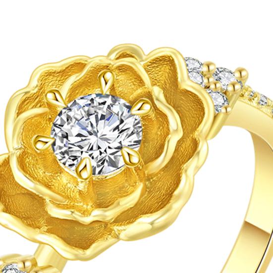 Bague Femme Fleur Tridimensionnelle Zircone Cubique Bijoux Floral Style Ins Bague de Doigt