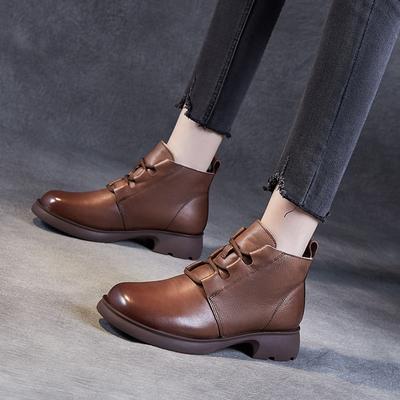 Cuir Véritable Vintage Bottines Britanniques Martin Bottes Courtes Bottes pour Femmes