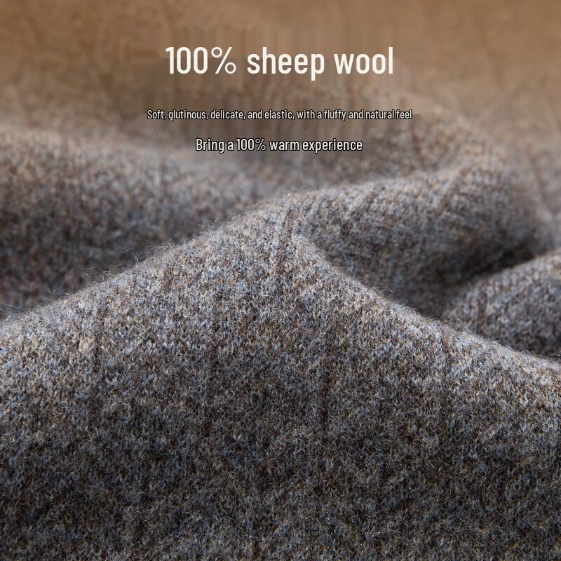 Futing Men's 100% Merino Wool Round Neck Sweater