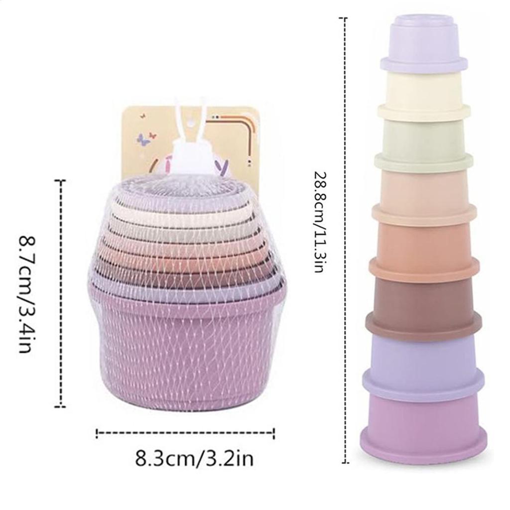 8Pcs Stacking Cups Toys for Rabbits Chinchillas Guinea Pigs  Multi-Colored Reusable Plastic Nesting Toys Stacking Cups Set