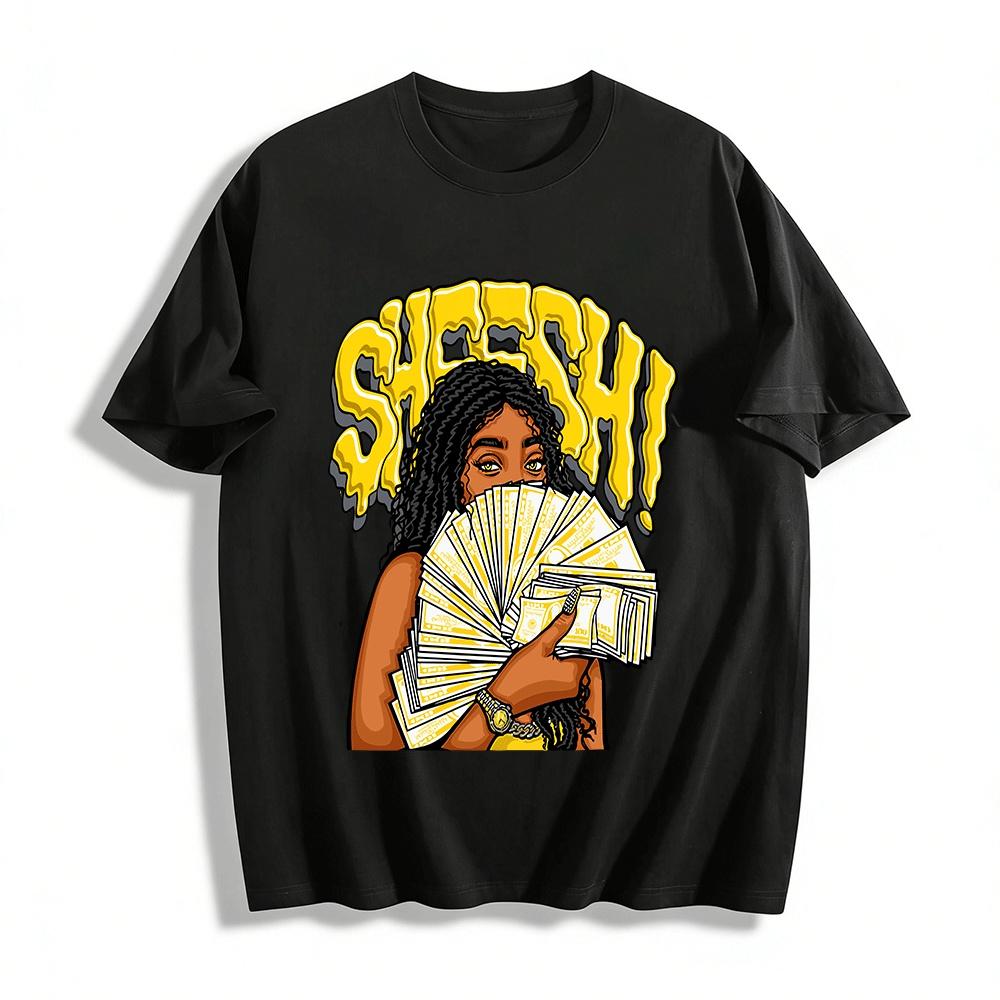 Sheesh Money Print Streetwear Hip Hop Loose Casual T-Shirt Pure cotton T-shirt