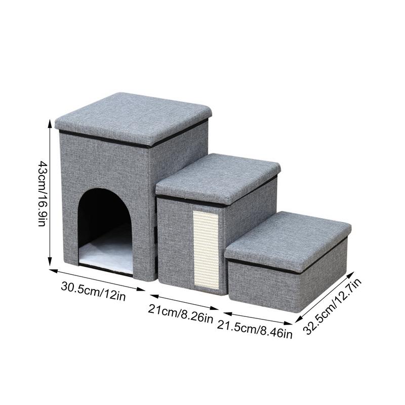 Pet Ladder Storage Box Cat Stairs Storage Box Pet Ladder Storage Foldable Dog Stairs Stable Soft Storage Organizer Dog Stairs