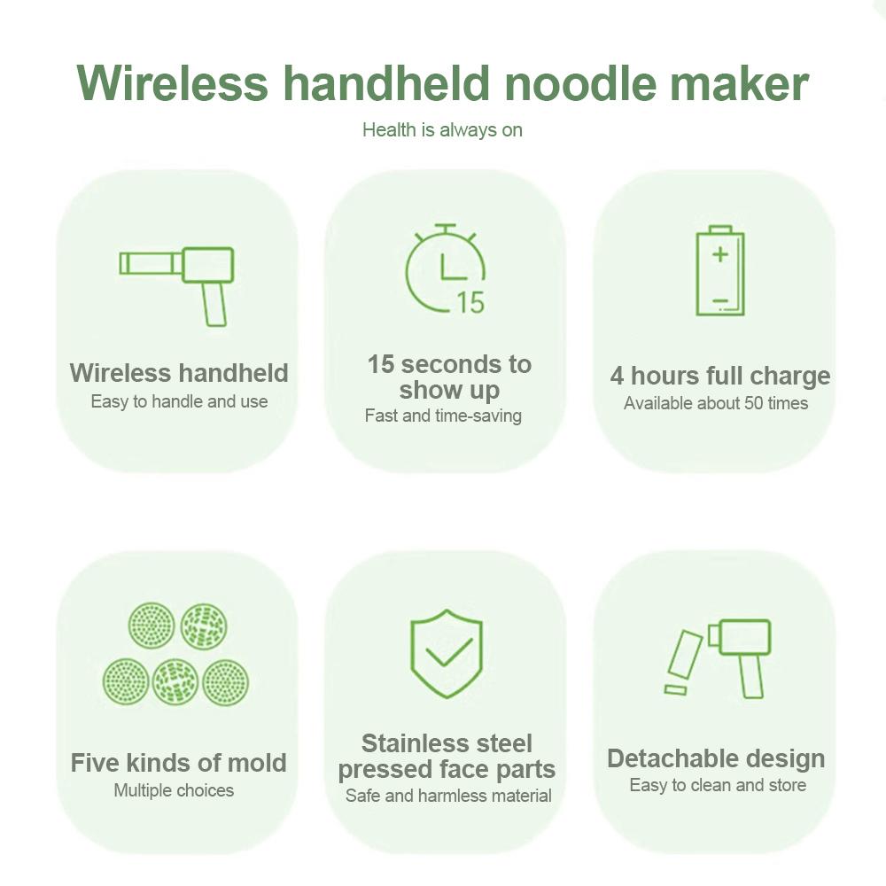 Automatische Nudelmaschine Handheld Elektrische Nudelmaschine 5-in-1 Schnurlose Tragbare Spaghetti