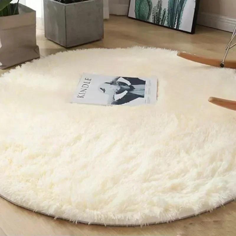 1PC Round Rug Small Fluffy Carpet for Bedroom Shaggy Circular Rug Cute Room Decoration for Bedroom Kids Room Nursery Room