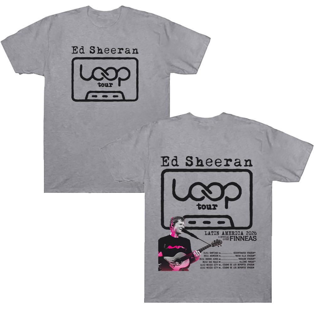 Ed Sheeran Loop Tour LATEINAMERIKA 2026 T-Shirt Übergroßes Grafik-T-Shirt Herren Mode Baumwolle Damen Freizeit Locker Kurzarm-T-Shirt