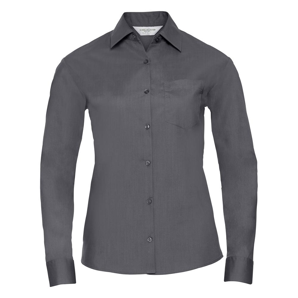 Russell Collection Womens/Ladies Classic Polycotton Easy-Care Long-Sleeved Shirt