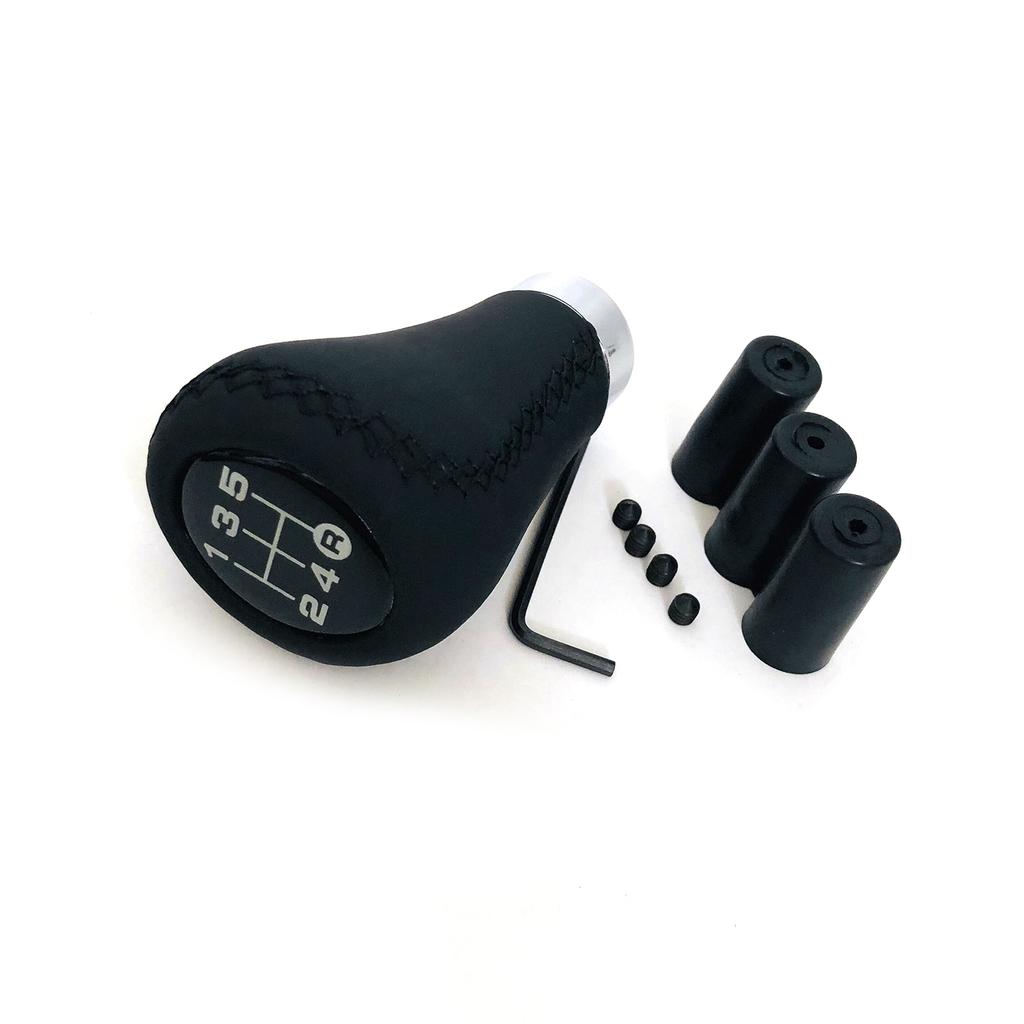 Car Manual Gear Shift Knob Shifter Black Leather Red Stitch 5 Speed Universal 8mm 10mm 12mm