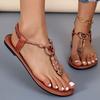 2026 New Women Sandals Summer Casual Lightweight Shoes Woman Beading Elastic Band Flip Flops Femme Fashion Flat Outdoor Sandals