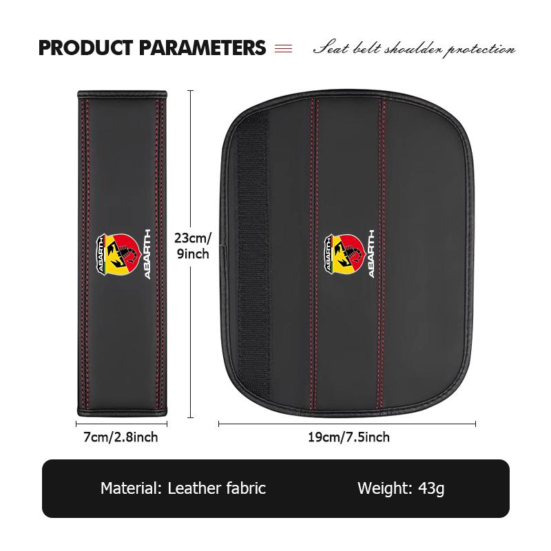 Car Seat Belt Cover Shoulder Strap Protector Pad Accessories For Abarth FR FIAT 500 595 695 124 Bravo Linea Siena Panda