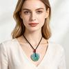 Grade a Burmese Jadeite Peace Buckle Pendant, Natural Green Jade Flower Pattern Carved Donuts for Gift and