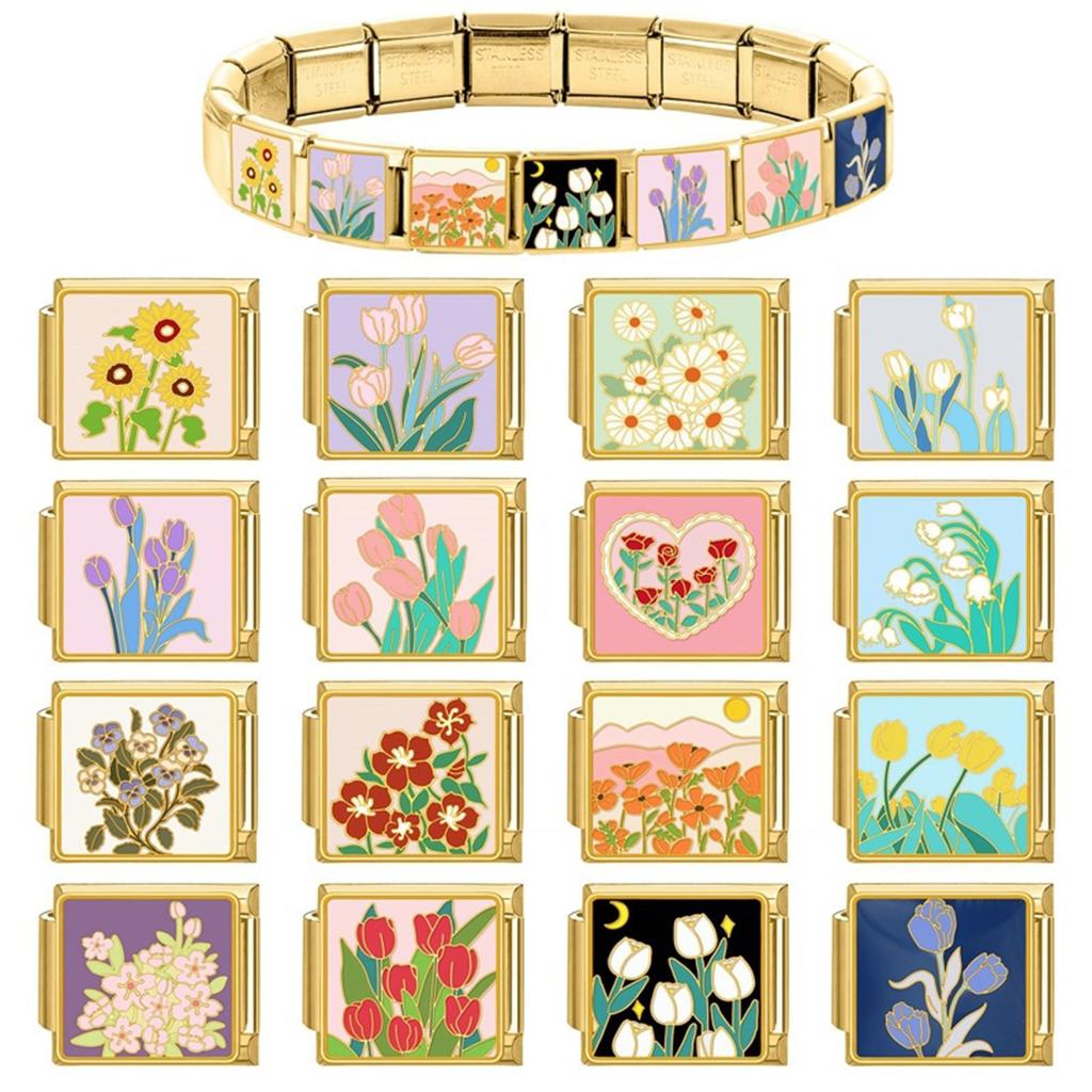 Strumento per maglie di bracciale Collegamento cinturino bracciale Connettore maglie cinturino bracciale Attacco cinturino bracciale Tema floreale Texture acciaio inossidabile