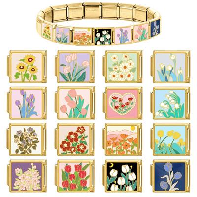 Multifuntional Bracelet Band Link Tool Stainless Steel Texture Flower Modular Connection Bracelet Charm for Jewelry