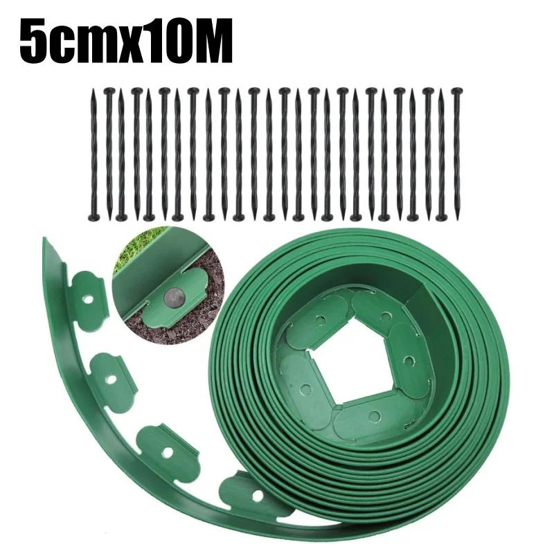 10M Flexible PVC Garden Edging with 30 Spiked Anchors Heavy Duty Lawn Border Kit Weather Resistant Landscape Tool