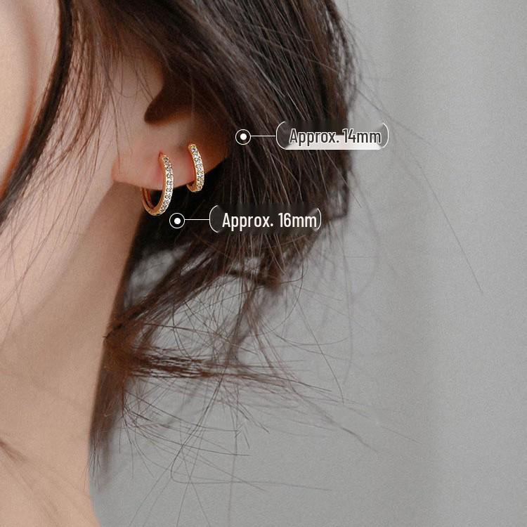 Trendy Rhinestone Circle Hoop Earrings with S925 Silver Needle – Sparkling, Versatile, and Elegant Style