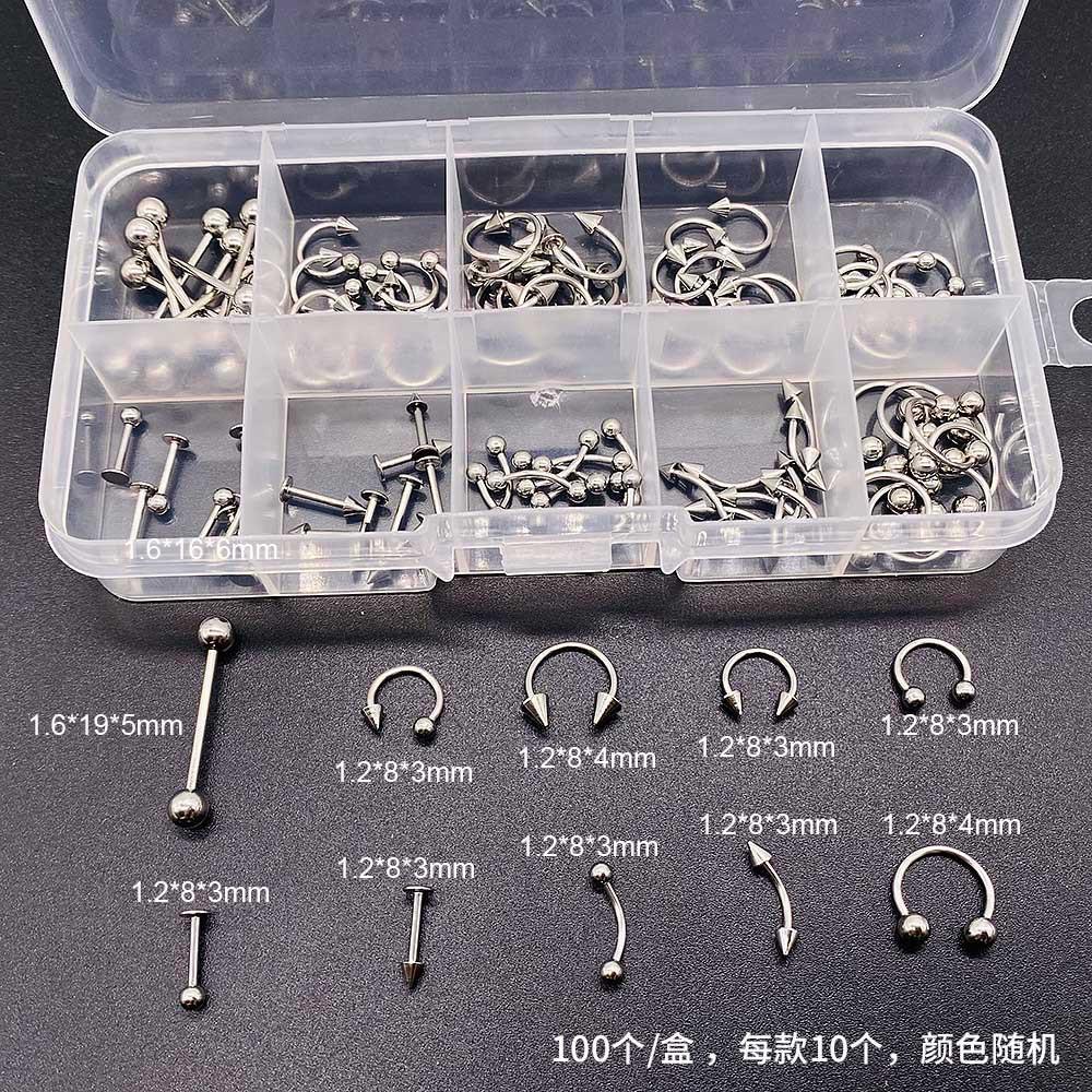 1Set Piercing accessory set - stainless steel nose ring, acrylic candy-shaped soft rod, body piercing accessory