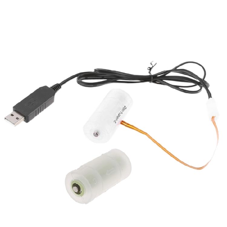USB Battery 3V LR14 C Battery Eliminators Cable Replace 2Pc 1.5V C Batteries for LED Light Electronic Toy Strips Light