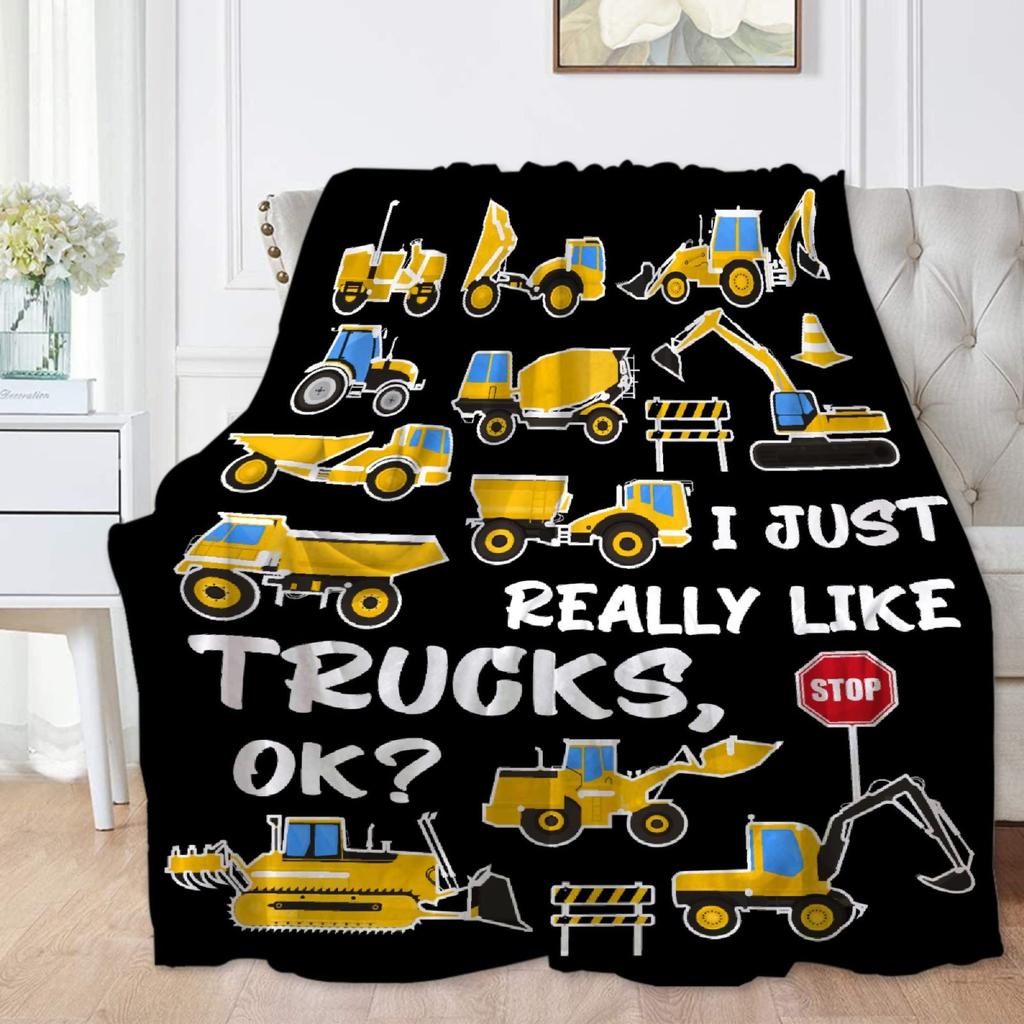 Cartoon Truck Printed Flannel Blanket Portable Office Nap Blanket Sheet Bedspread