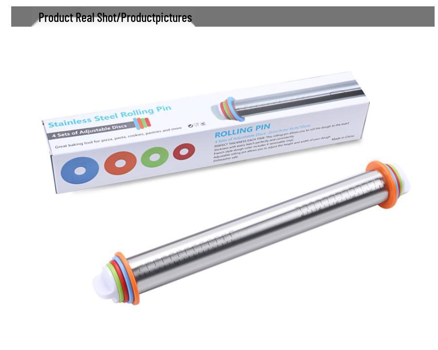 17" Adjustable Stainless Steel Rolling Pin with Thickness Scale
