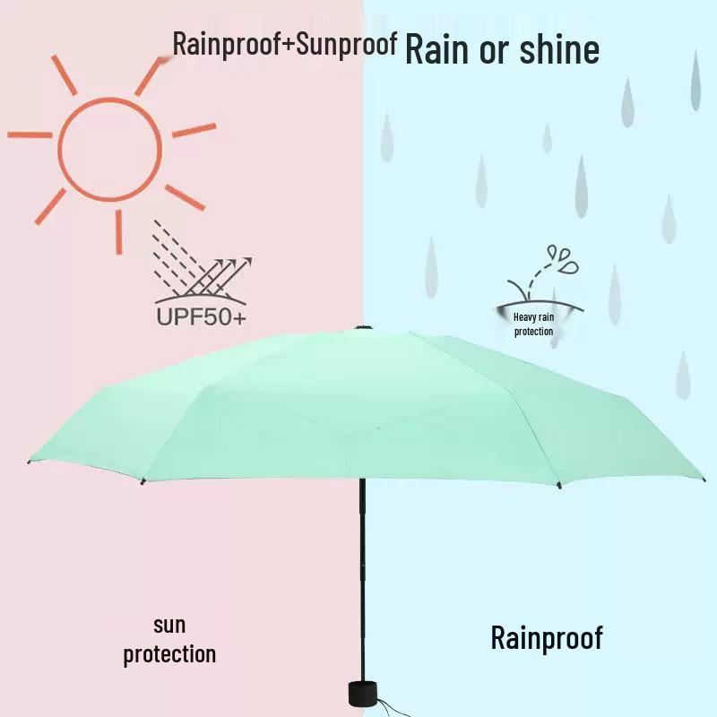 Compact Five-Fold Sunshade: Ultra-Light Mini Parasol with Black Glue Sun Protection