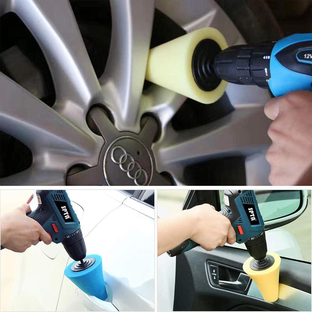 Car Buffers And Polishers Kit For Drill, 14Pcs Drill Polishing Wheel Foam Ball Buffing Pads Sponge Ball For Automotive Car Wheels Care, Metal,