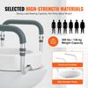 VEVOR Raised Toilet Seat, 3.5" Height Raised, 300 Lbs Weight Capacity, for Standard Round Toilet, Aluminum Handrail, with EVA Armrest Padding