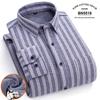 Men's Long Sleeve Cotton Plaid Shirt with Velvet Lining