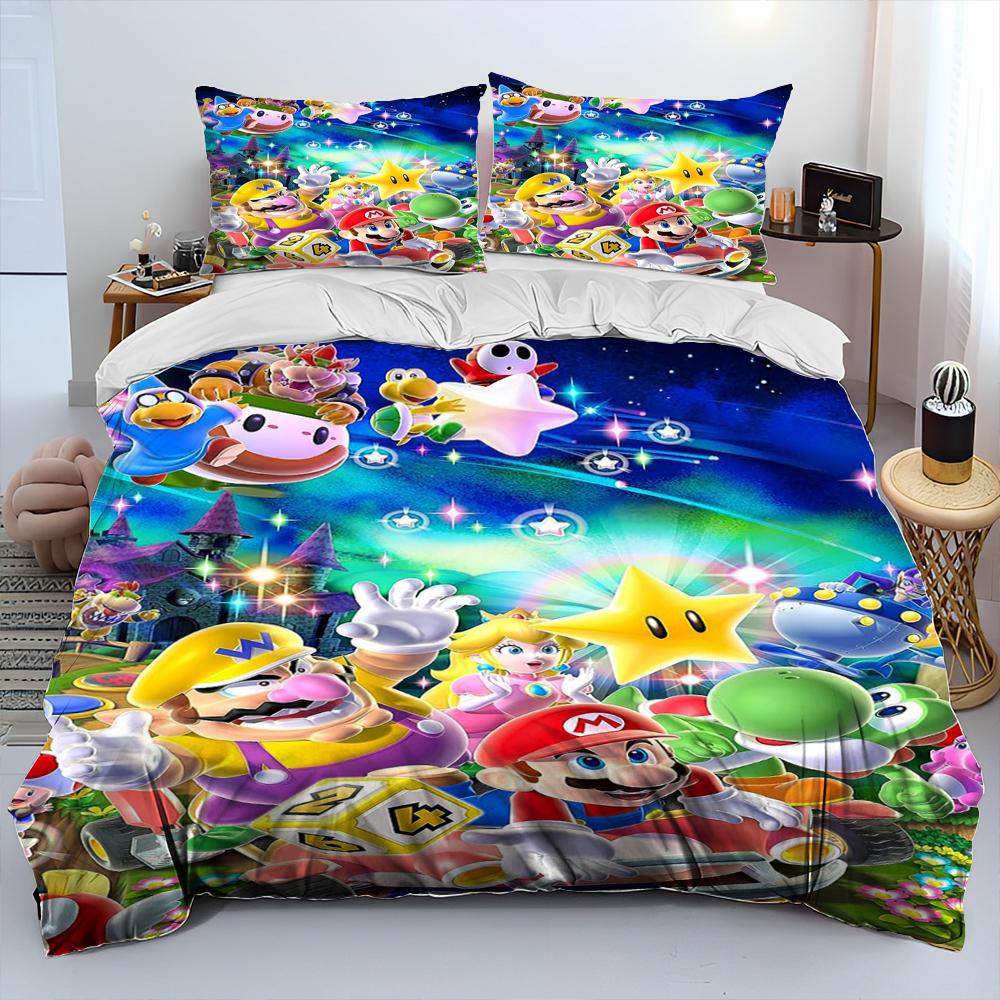 Set Biancheria da Letto Copripiumino Cartone Animato Mario Stile Retro 23 Set Letto Copripiumino Federa Set Biancheria da Letto Matrimoniale Regalo per Adulti Bambini