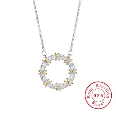 Collier Pendentif Pierre Précieuse Saphir Blanc Rond 0.2ct Mode Argent Sterling 925 Chaîne Longue 45cm Colliers Pour Femmes Bijoux