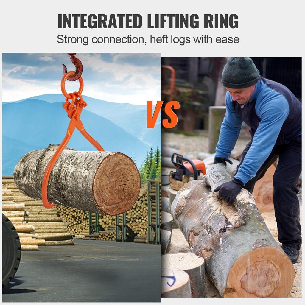 Log Skidding Tongs, 18 inch 2 Claw Log Lifting Tongs, Heavy Duty Steel Lumber Skidding Tongs, 772 lbs/350 kg Loading Capacity, Log Lifting, Handling,