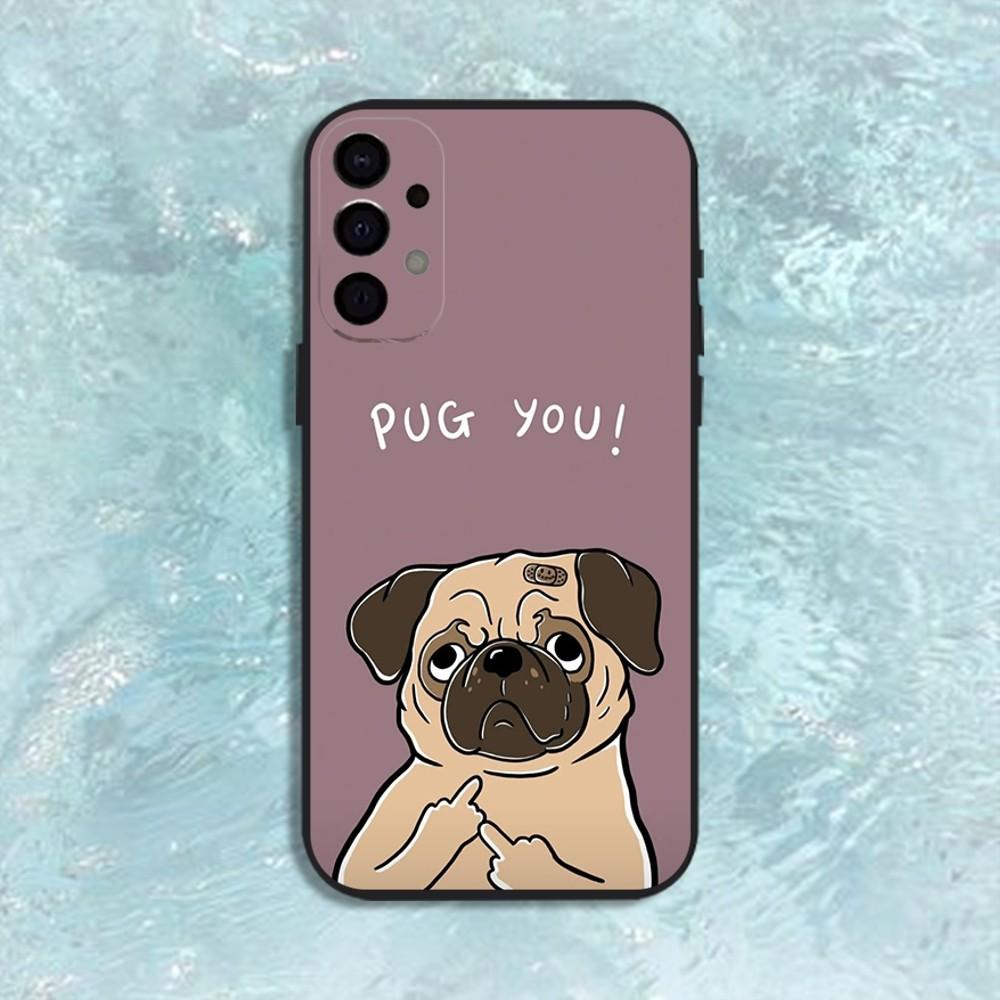 Roztomilý mops pes pouzdro na telefon pro Samsung S25, S24, S21, S22, S23, S30, Ultra, S20, Plus, Fe, Lite, Note, 10, 9, 5G Černý kryt