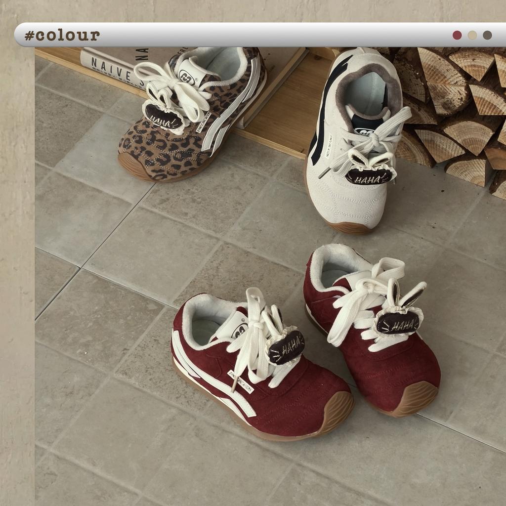 XSHX retro moral training | Rabbit girl autumn and winter cute Velcro function thin-soled sneakers warm and non-slip