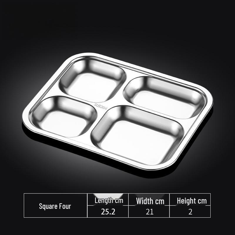 Tianze 4-Compartment Round Stainless Steel School Lunch Tray