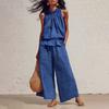 2 Stück/Set Sommer Damen Outfit Western-Stil Vintage Bohemian Rüschen Baumwoll-Leinen Anzug Mode Lockerer Anzug