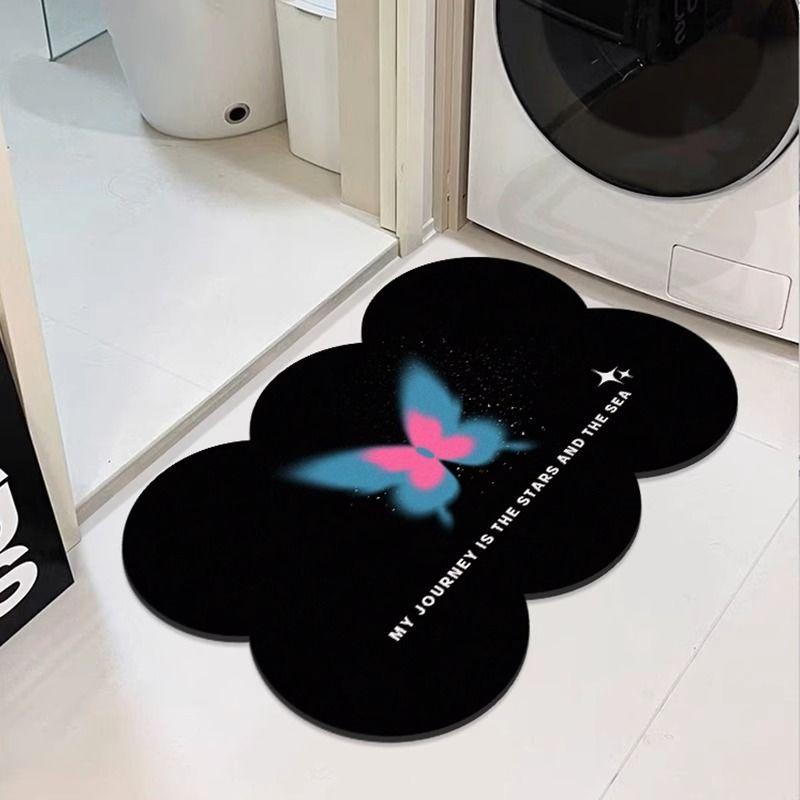 

Эффект бабочки Впитывающий коврик для ванной Комнатный коврик из мягкой диатомовой грязи Нескользящий, Грязеотталкивающий, Быстросохнущий Черный 40X60cm 15.7X23.6in