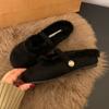Fashion Winter New Baotou Slippers Women's Fashion Round Head Shallow Mouth Suede Anti-slip Wear-resistant Flat Shoes
