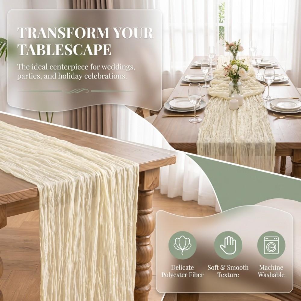 Runner da Tavola in Garza 90x400cm Runner da Tavola in Fibra di Poliestere Decorazione Matrimonio