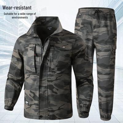 Herren Elastisches Tarnfarben Arbeitskleidungs-Set - Abrieb- & Schmutzresistent, Geeignet für Schweißer, Mechaniker, Outdoor- & Arbeitsschutzaufgaben.