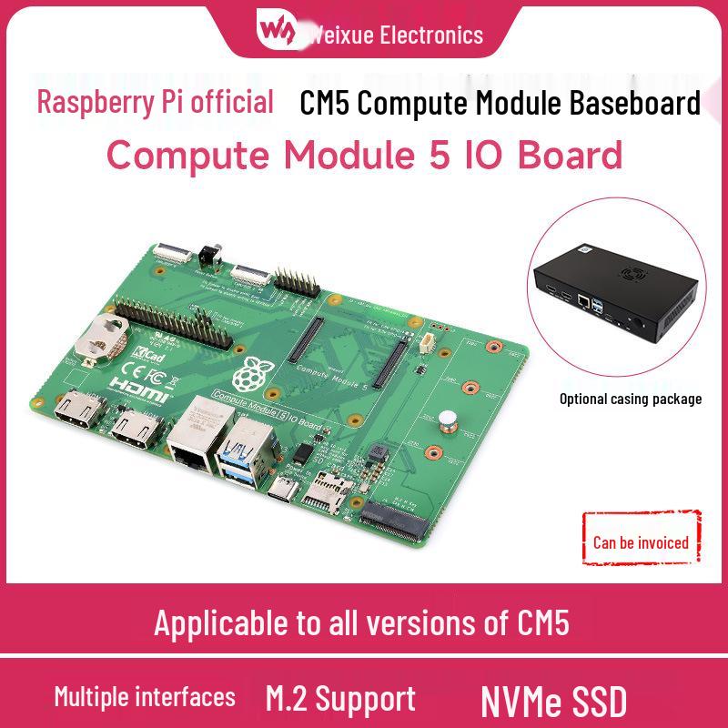 Raspberry Pi Compute Module 5 IO Baseboard for CM5 with Multiple Interfaces