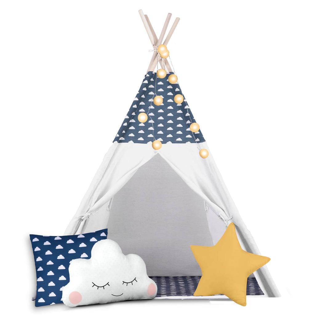 Tenda teepee per bambini Nukido con luci - Blu Navy