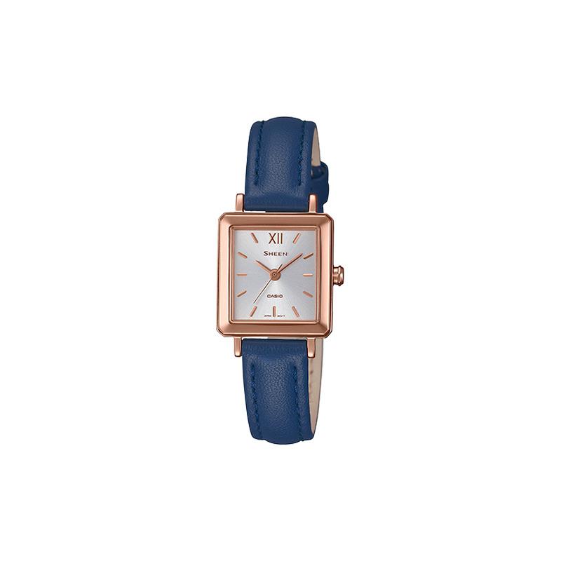 

Casio SHEEN Series Fashion Square Sapphire Glass Mirror Leather Business Watch Quartz Movement Leather Strap Japanese and Korean Watch SHE-4538GL-7A срібний