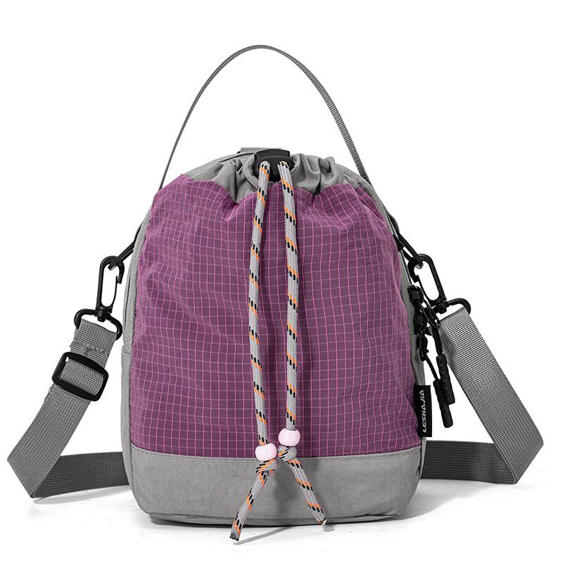 Color Block Crossbody Outdoor Sports Water Bottle Bag - Lightweight Drawstring Backpack