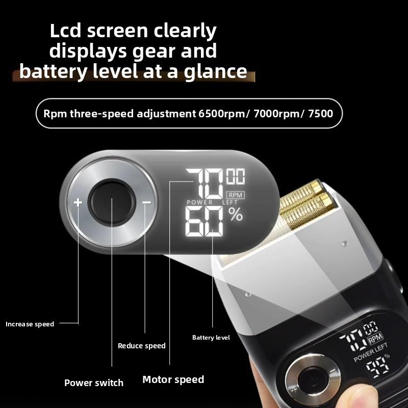 Afeitadora eléctrica para hombre, cortapelos portátil recargable con pantalla LCD para barba y cabeza