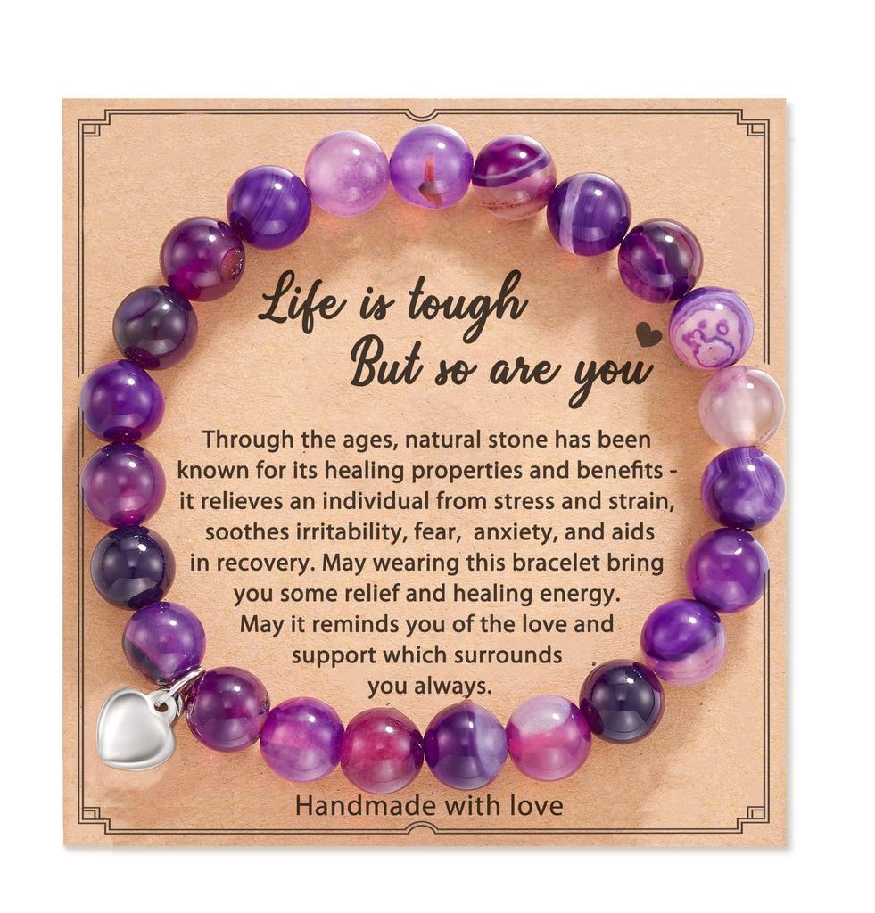 Female Pink Zebra Bead Bracelet. Gift to Daughter and Mother Nana Natural Crystal Stone Healing Spirit Bracelet